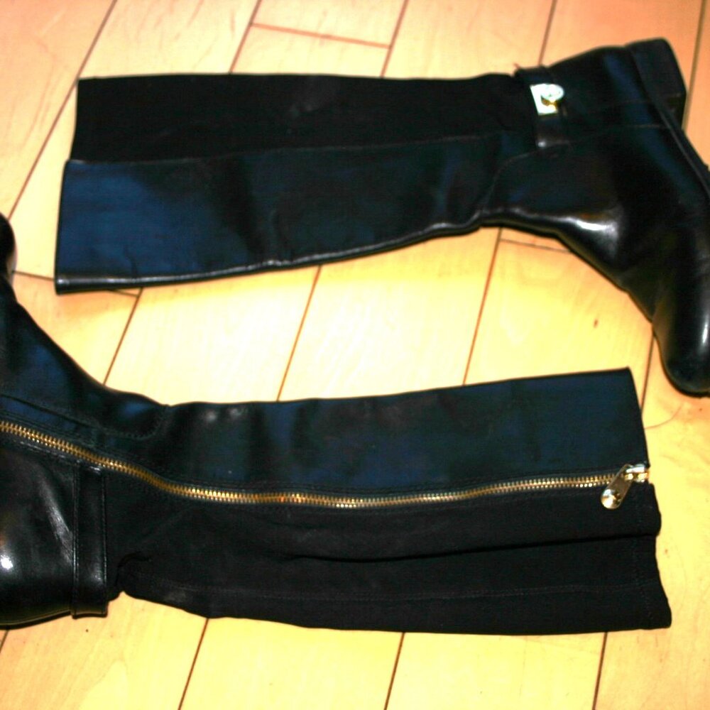 TAHARI TALL BLACK BOOT Black Leather Inside Zipper Size 8